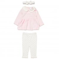 E07788: Baby Girls Jumbo Velour Top, Leggings & Headband Outfit (0-9 Months)